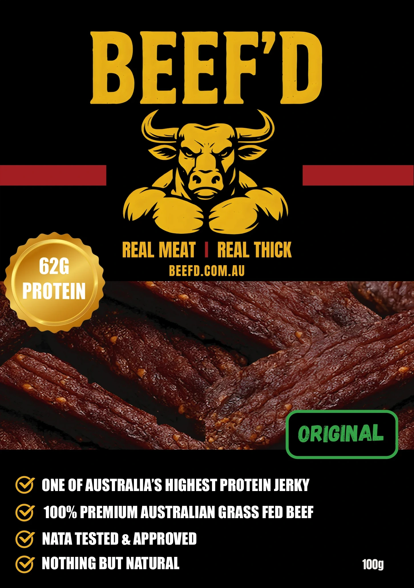 BEEF'D Original beef jerky bag front