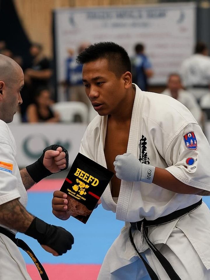 BEEF'D jerky ringside at a karate tournament with MMPowerment