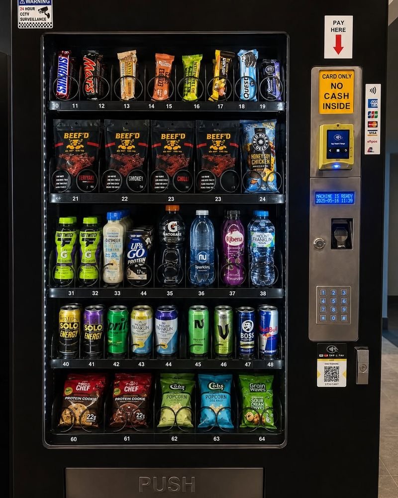 BEEF'D jerky flavours stocked in the vending machine at Strong Bodies Geelong