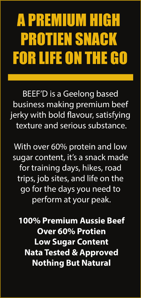 A premium high protein snack for life on the go — 100% Premium Aussie Beef, over 60% protein, low sugar, NATA tested & approved, nothing but natural